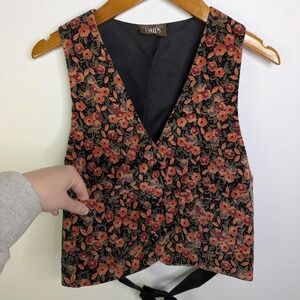Vintage Fays Closet Velvet Vest Small Fairy Grunge Floral Festival